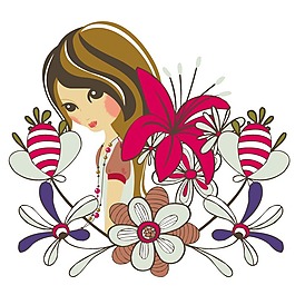 印花矢量圖 女童 可愛(ài)卡通 人物 小女孩 免費(fèi)素材