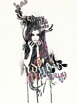 位圖 時尚休閑女裝T恤圖案 插畫 人物 女人 免費素材
