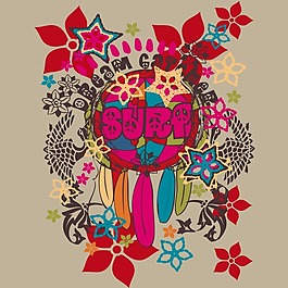 印花矢量圖 文字 英文 花紋 花朵 免費素材