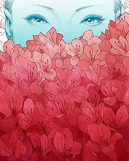 位圖 插畫 人物 女人 花朵 免費素材