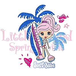 印花矢量圖 卡通人物 女孩 英文 沖浪板 免費素材