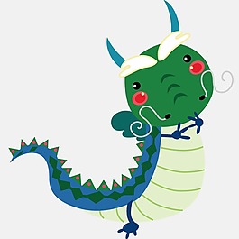 印花矢量圖 卡通動(dòng)物 龍 色彩 綠色 免費(fèi)素材