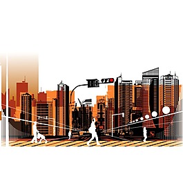 印花矢量圖 靚仔裝 T恤圖案 建筑 城市 免費素材
