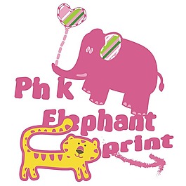 印花矢量圖 女童 T恤圖案 動物 小老虎 免費素材