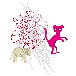 印花矢量圖 女童 T恤圖案 動物 大象 免費(fèi)素材