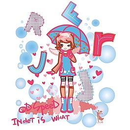 印花矢量圖 女童 可愛卡通 雨傘 陽傘 免費素材