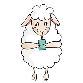印花矢量圖 男童 卡通動物 動物 羊 免費素材