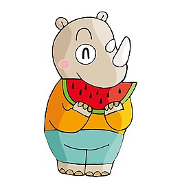 印花矢量圖 童裝 可愛卡通 卡通動物 西瓜 免費素材