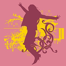 印花矢量圖 時尚休閑女裝 T恤圖案 人物簡影 免費素材