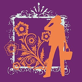 印花矢量圖 時尚休閑女裝 T恤圖案 人物簡影 免費素材