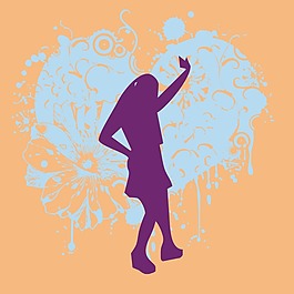 印花矢量圖 時尚休閑女裝 T恤圖案 人物簡影 人物剪影 免費素材