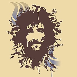 印花矢量圖 人物 男人 色彩 褐色 免費素材