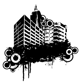 印花矢量圖 靚仔裝 T恤圖案 建筑 高樓 免費素材