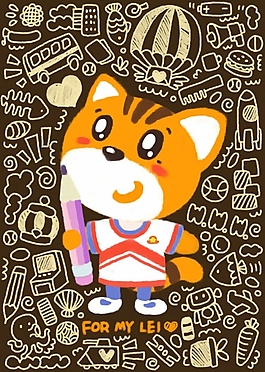 位圖 可愛卡通 卡通動物 小貓 鉛筆 免費素材