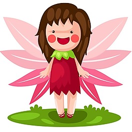 印花矢量圖 女童 卡通人物 小女孩 花瓣 免費素材