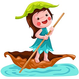 印花矢量圖 女童 卡通人物 小女孩 葉子 免費(fèi)素材