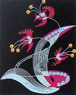 燙鉆 花卉 色彩 黑色 橘黃色 免費素材
