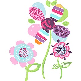 印花矢量圖 嬰童 卡通植物 小花 蠟筆畫(huà) 免費(fèi)素材