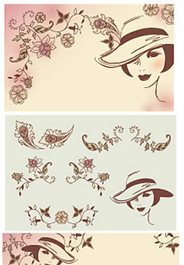女性花纹矢量素材