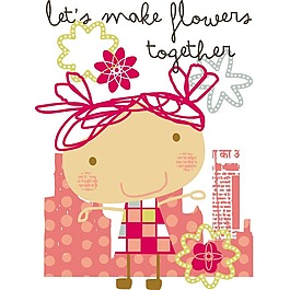 印花矢量圖 女童 可愛卡通 文字 英文 免費素材