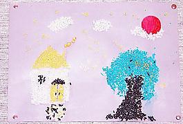 美術(shù)展覽米粒粘貼畫(huà)圖片