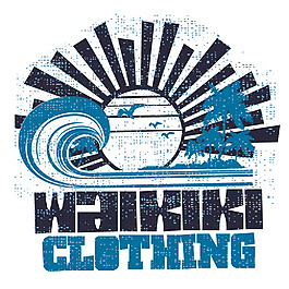 印花矢量圖 靚仔裝 圖案概括 T恤圖案 藍色 免費素材