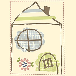 印花矢量圖 嬰童 貼布 小屋 線條 免費素材