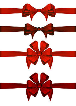 紅色蝴蝶結(jié)絲帶矢量素材