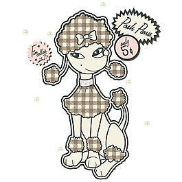 印花矢量圖 女童 T恤圖案 動物 貴賓犬 免費素材