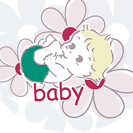 印花矢量圖 嬰童裝印花 卡通人物 嬰兒 免費(fèi)素材