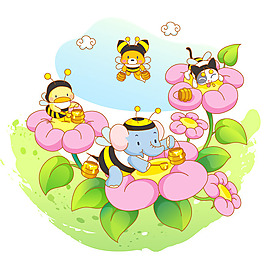 印花矢量圖 童裝 可愛卡通 卡通動(dòng)物 大象 免費(fèi)素材