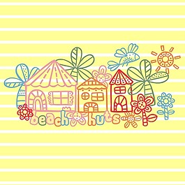 印花矢量圖 女童 卡通元素 房子 植物 免費(fèi)素材