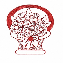绣花 花篮 红色 植物 花 免费素材