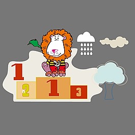 印花矢量圖 男童 可愛卡通 卡通動物 獅子 免費素材