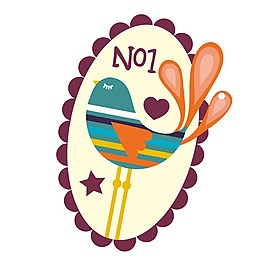 印花矢量圖 動物 鳥籠 紫色 藍色 免費素材