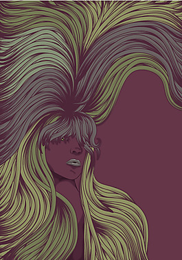 印花矢量圖 時(shí)尚休閑女裝 T恤圖案 抽象 人物 免費(fèi)素材
