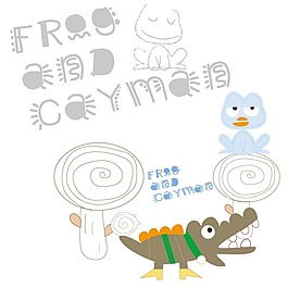印花矢量圖 嬰童 卡通動(dòng)物 青蛙 鱷魚 免費(fèi)素材
