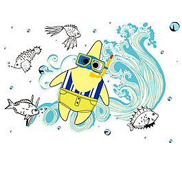 印花矢量圖 可愛卡通 卡通動物 海星 海綿寶寶 免費(fèi)素材