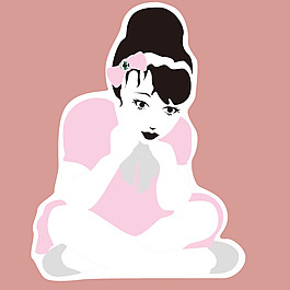 印花矢量圖 女童 色彩 人物 小女孩 免費(fèi)素材