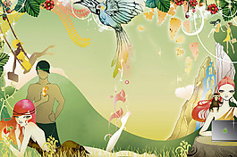 位圖 插畫 抽象人物 時(shí)尚 免費(fèi)素材
