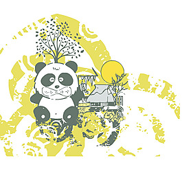 印花矢量圖 卡通動物 嬰童裝印花 色彩 灰色 免費素材