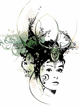 位圖 抽象人物 時尚 T恤印花 女裝印花 免費素材
