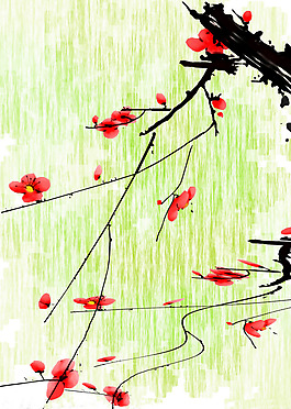 位圖 插畫 色彩花卉 梅花 黑色 免費素材
