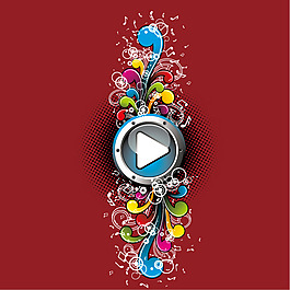 印花矢量圖 色彩 圖案概括 潮流元素 播放器 免費素材