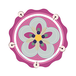 印花矢量圖 徽章標(biāo)記 花卉 色彩 玫紅色 免費(fèi)素材