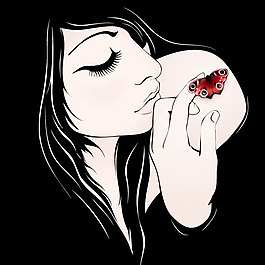 印花矢量圖 人物 女人 色彩 黑白色 免費(fèi)素材