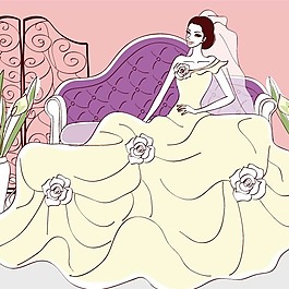 印花矢量圖 人物 女人 色彩 黃色 免費(fèi)素材