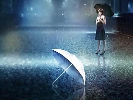 雨夜孤單身影背景PPT模板