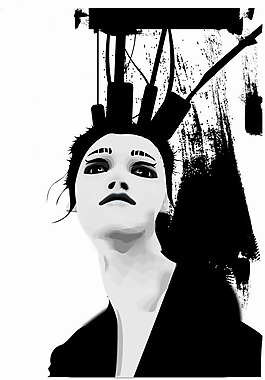 位圖 人物 女人 色彩 黑白色 免費素材