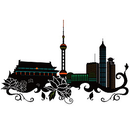 印花矢量圖 建筑 高樓 塔 色彩 免費(fèi)素材